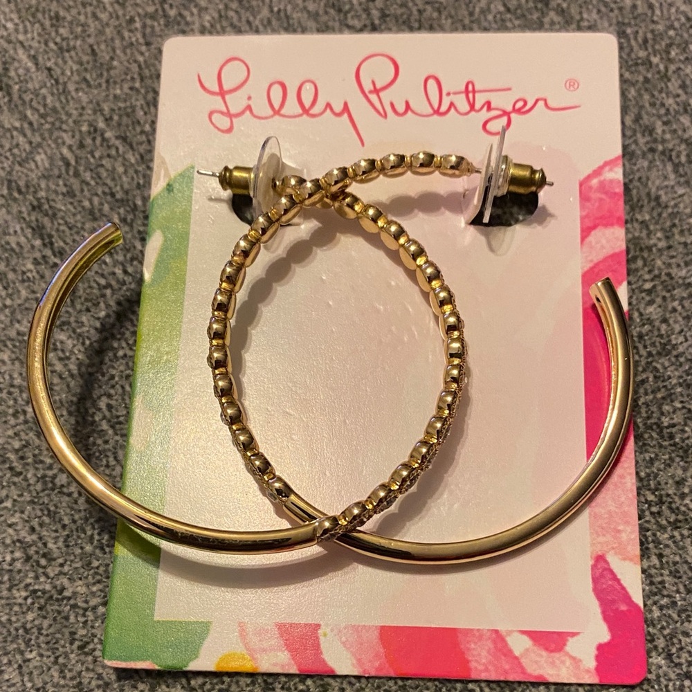 Lilly Pulitzer Hottie Dottie Gold Hoop Earrings
